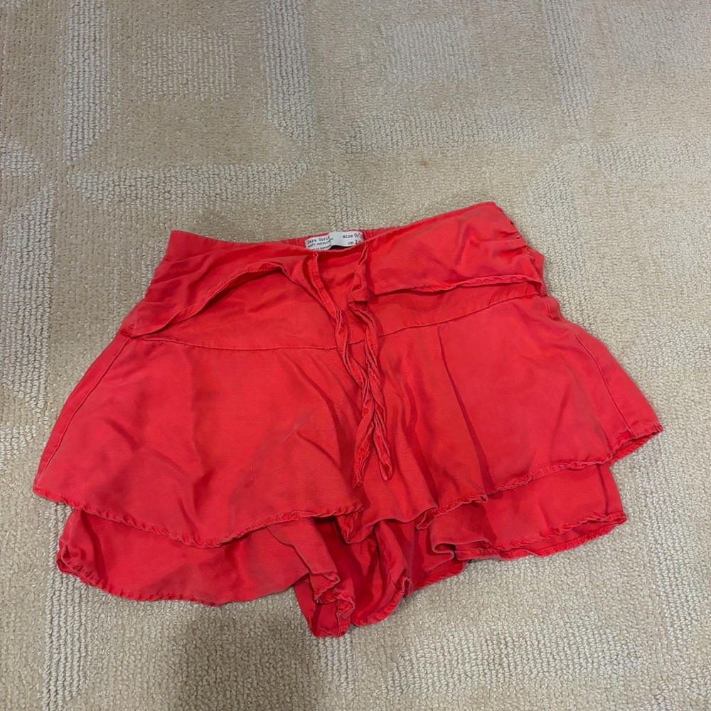 Zara girls red ruffle shorts
